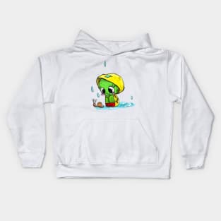 Petite grenouille qui regarde un escargot Kids Hoodie